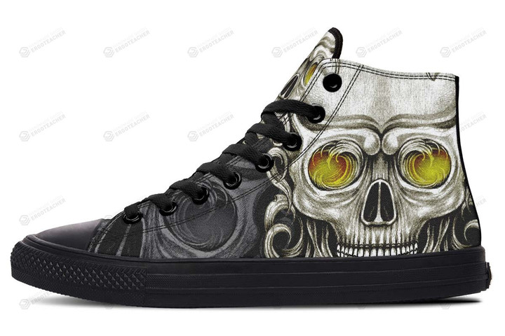 Yellow Eyes Wave Skull High Top Shoes