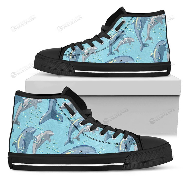 Dolphin Print Pattern Women High Top Shoes