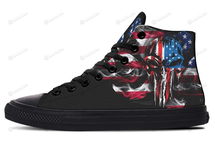 Flag And Skull High Top Shoes