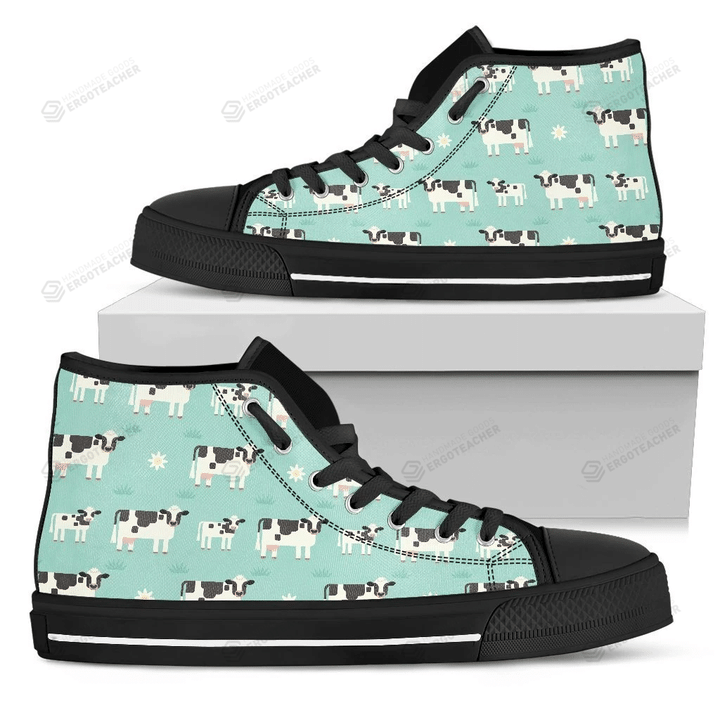 Cute Cow And Baby Cow Pattern Print Men's High Top Shoes