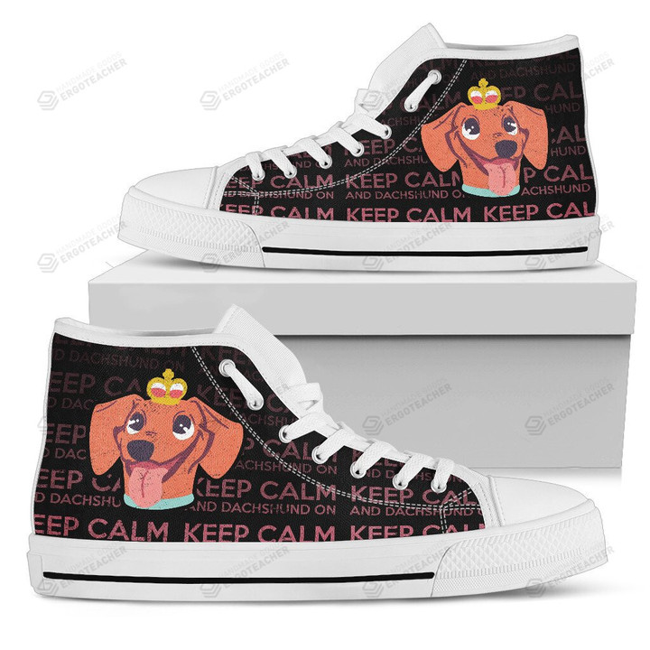 Keep Calm And Dachshund On High Top Shoes