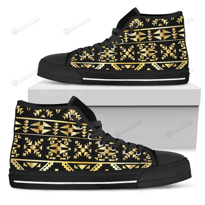 Gold Aztec Tribal High Top Shoes