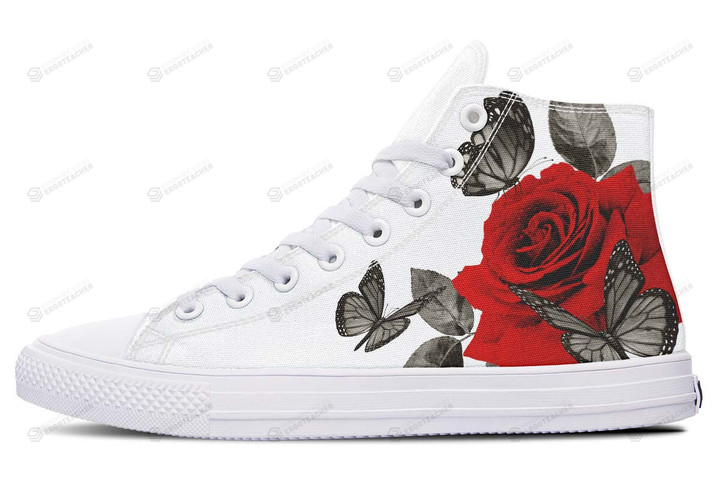 Tattoo Style Rose Butterfly High Top Shoes