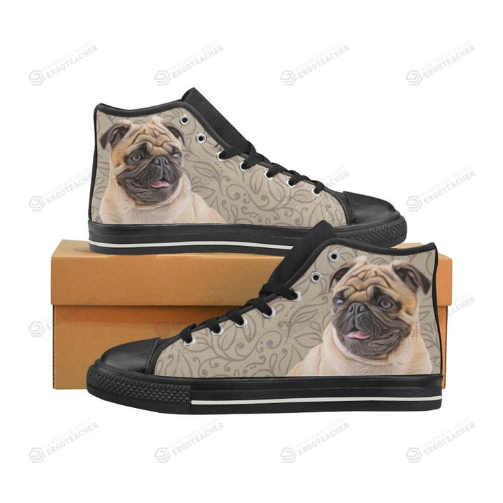 Pug Lover Black Classic High Top Canvas Shoes