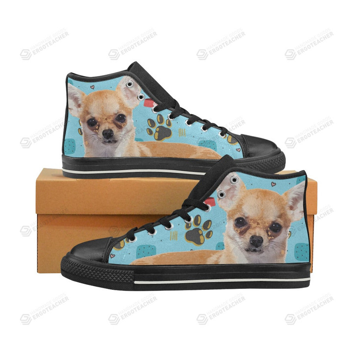 Chihuahua Black Classic High Top Canvas Shoes