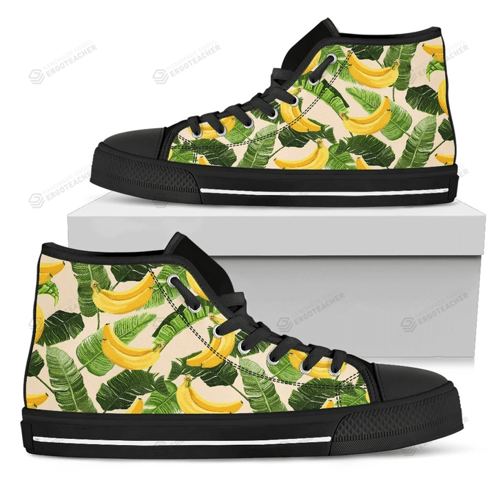 Aloha Banana Pattern Print High Top Shoes For Men