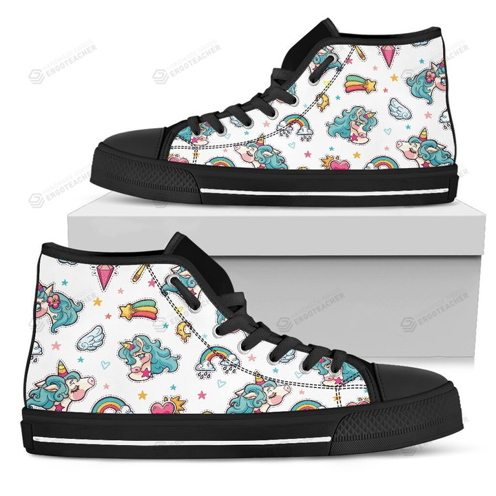 Little Girly Unicorn Pattern High Top Shoes