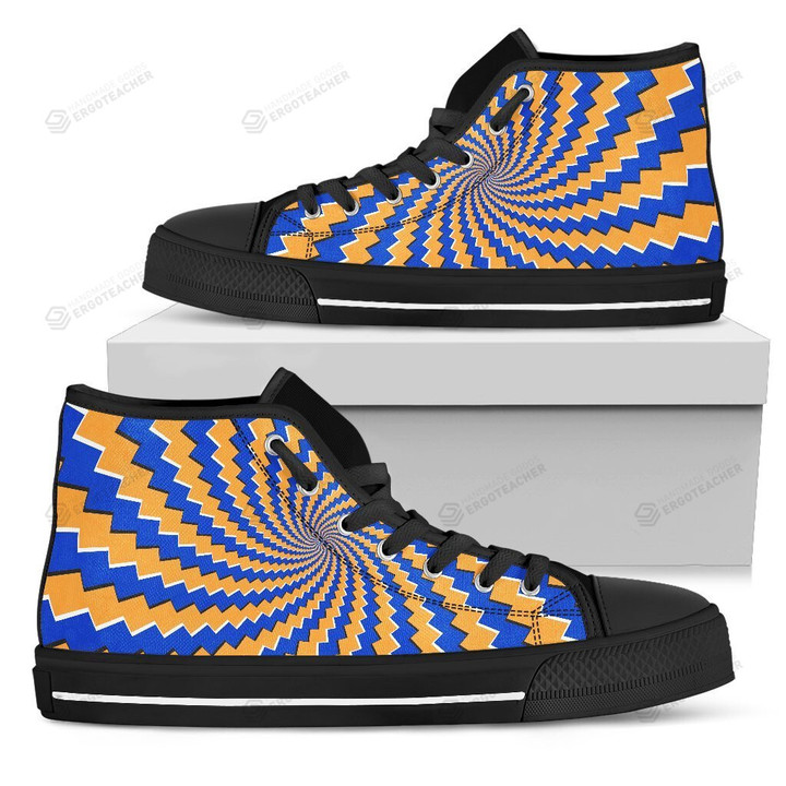 Yellow Spiral Moving Optical Illusion High Top Shoes