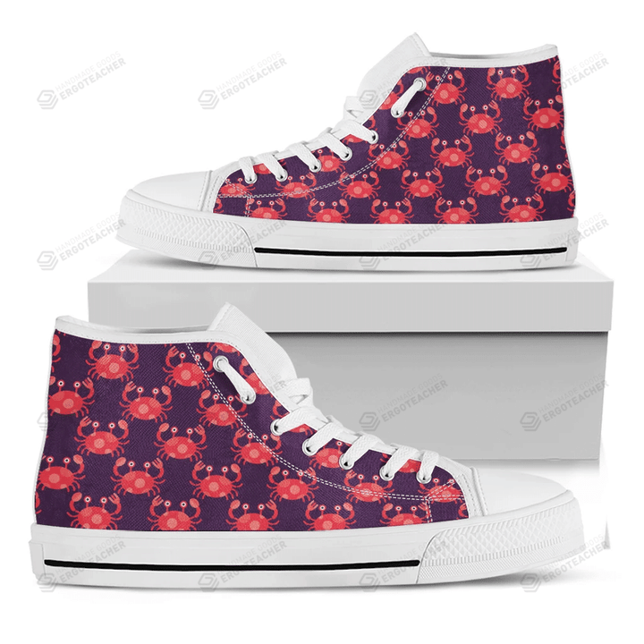 Cute Crab Pattern Print White High Top Shoes For Men And Women