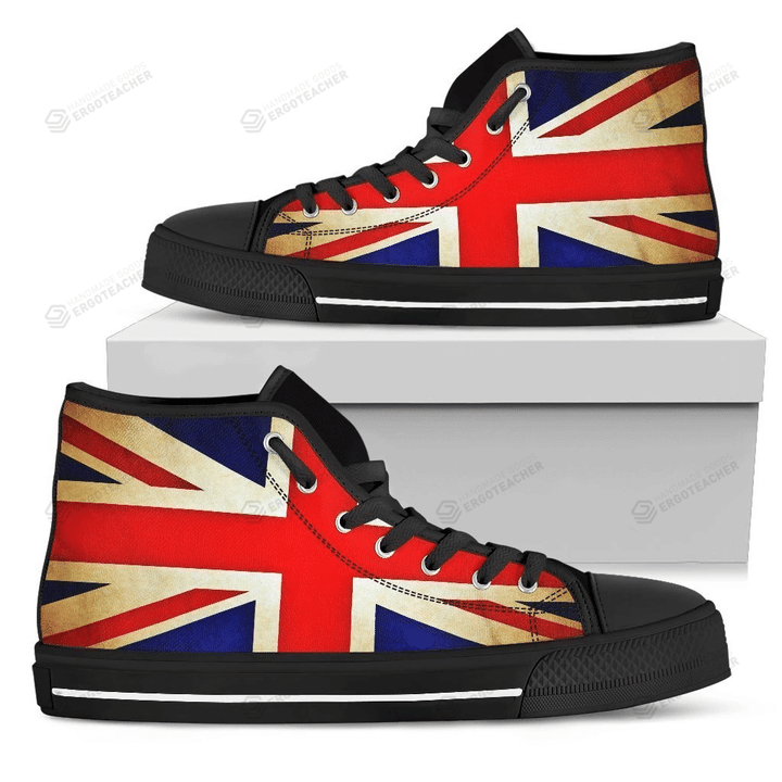 Bright Union Jack British Flag Print Men's High Top Shoes