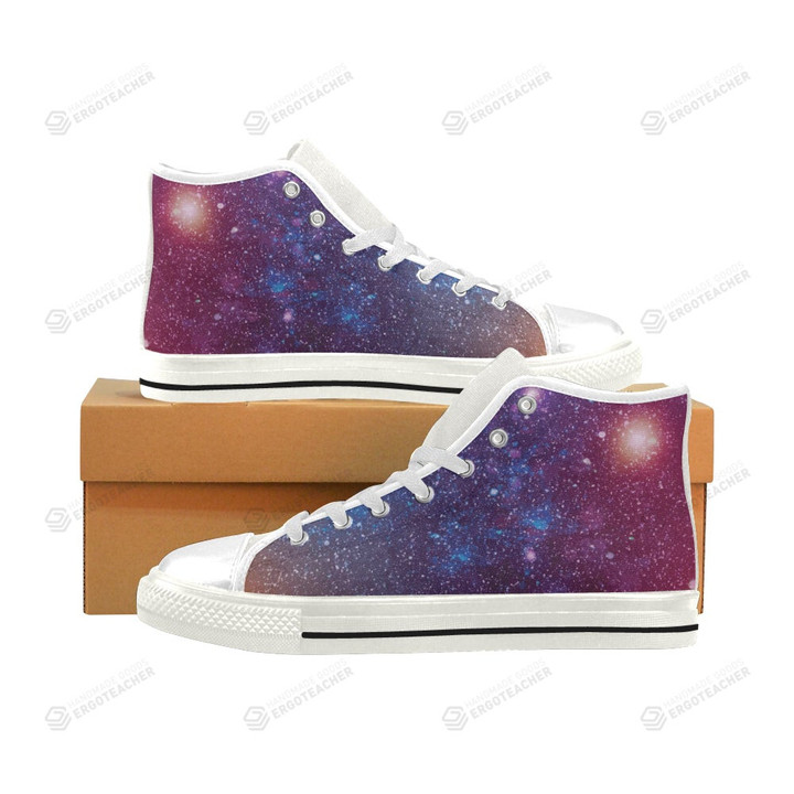 Galaxy White Men’s Classic High Top Canvas Shoes