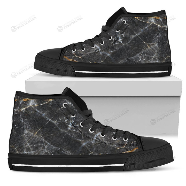 Black Grey Marble High Top Shoes
