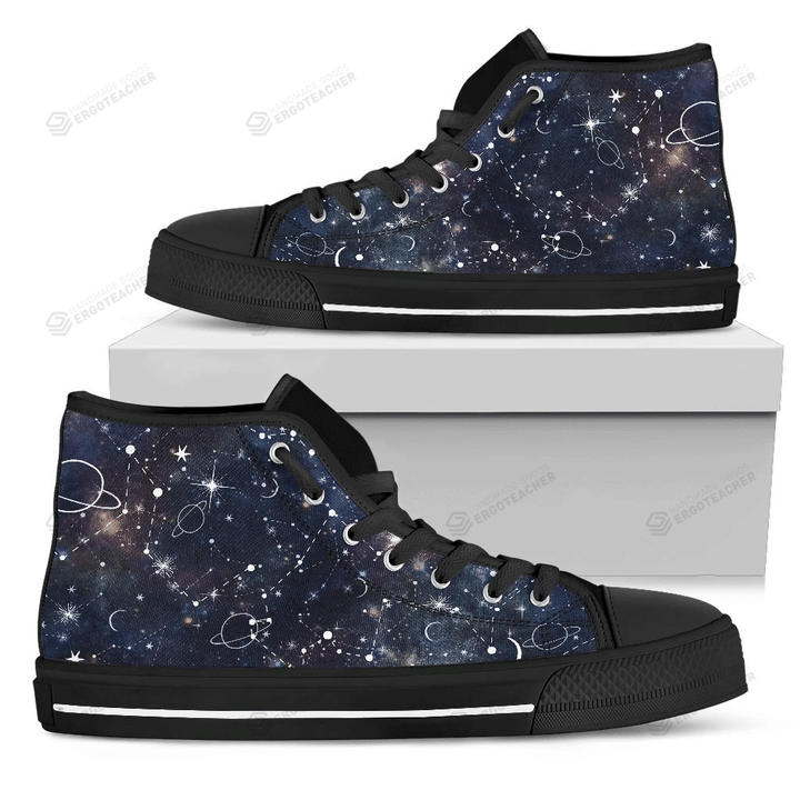 Constellation Galaxy Space Print High Top Shoes For Men