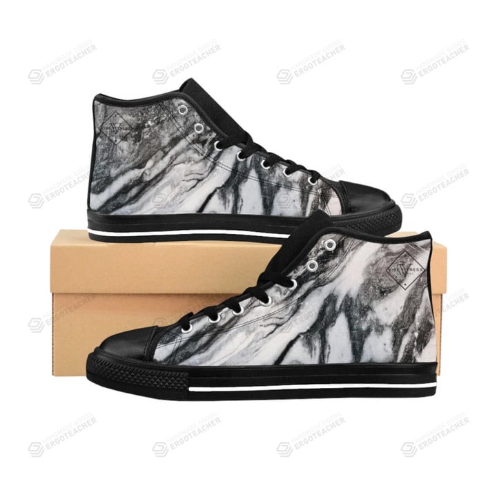 Black And White Marble High Top Shoes
