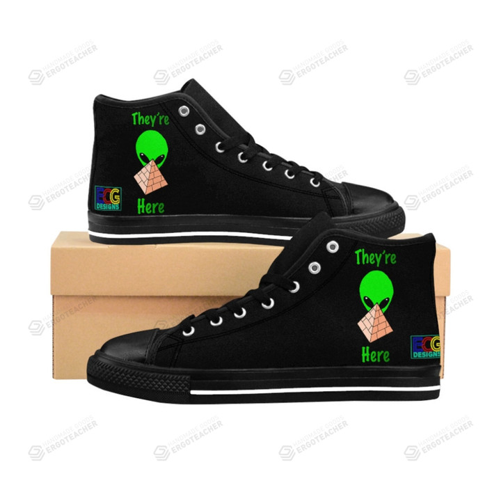 Green Alien Pyramid They Here High Top Shoes