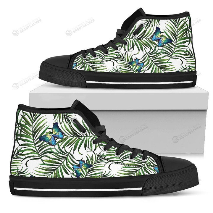 Tropical Butterfly Pattern High Top Shoes