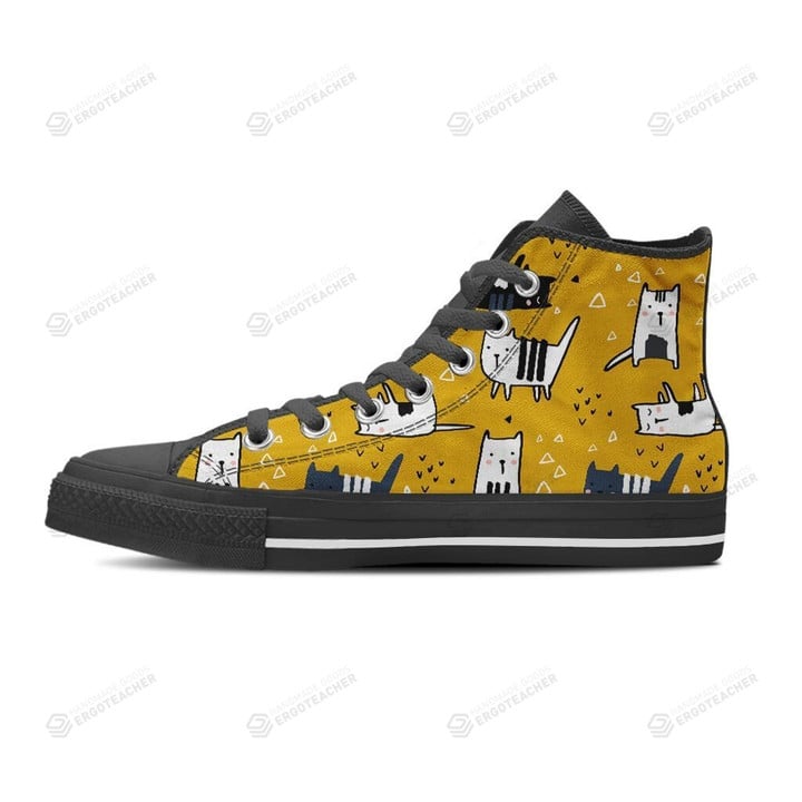 Yellow Doodle Cat High Top Shoes
