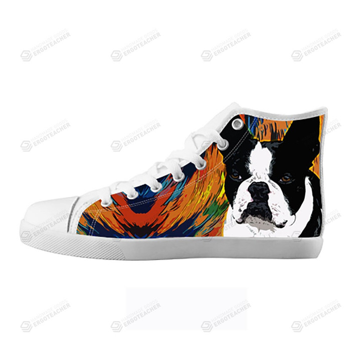 Boston Terrier High Top Canvas Shoes