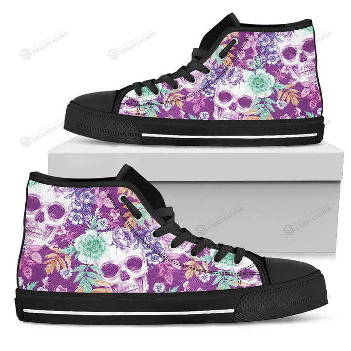 Neon Skull Floral Pattern High Top Shoes