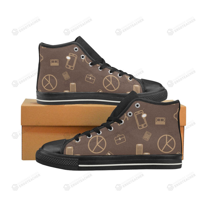 Accountant Pattern Black Classic High Top Canvas Shoes