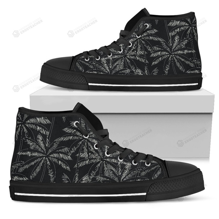 Black White Palm Tree High Top Shoes
