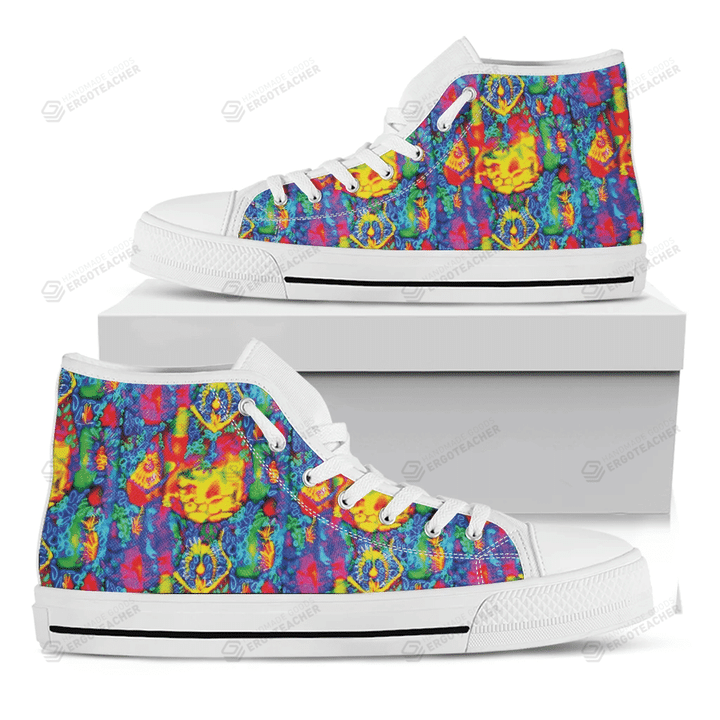 Abstract Psychedelic Print White High Top Shoes For Men And Women