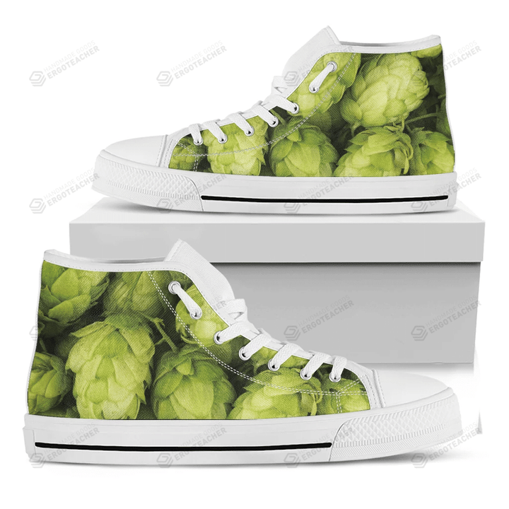 Fresh Hop Cone Print White High Top Shoes For Men And Women