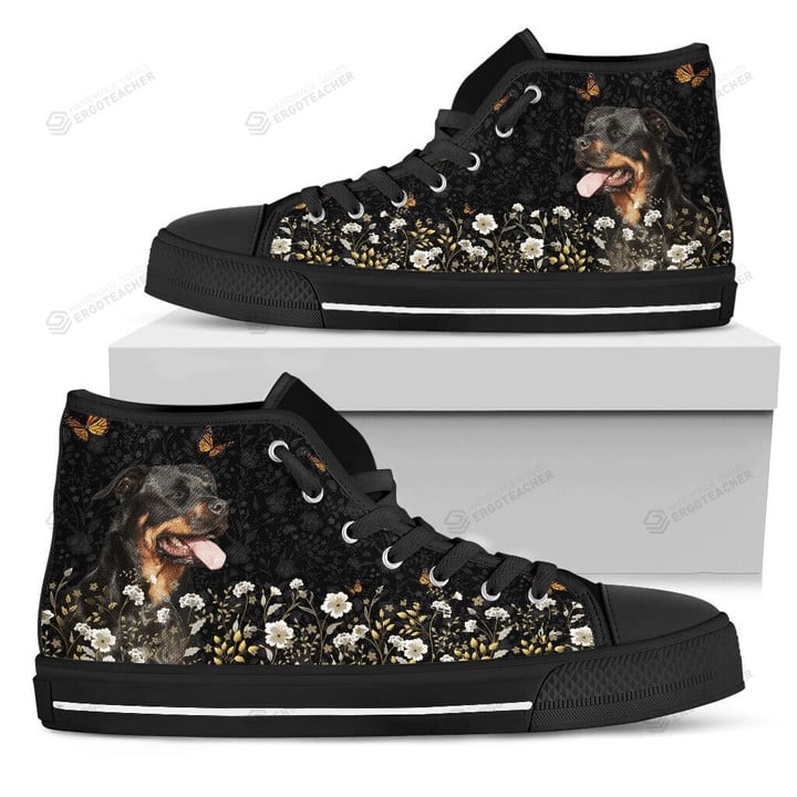 Rottweiler Flower HHigh Top Shoes