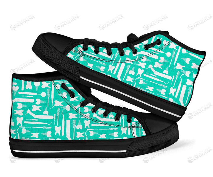 Tooth Dental Dentist Dentistry Pattern Print High Top Shoes