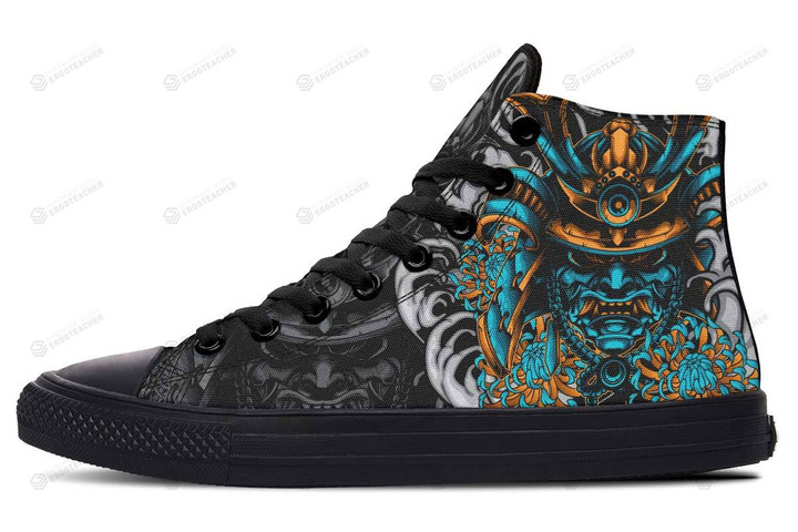 Blue And Gold Kabuto Mask High Top Shoes