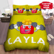 Personalized Chicken Nuggets Package With Dumbbells Cartoon Illustration Bed Sheet Spread  Duvet Cover Bedding Sets