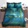 Smiling Shark Swimming Bed Sheets Spread  Duvet Cover Bedding Sets