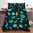 Planets & Spaceships Digital Illustration Pattern Bed Sheets Spread  Duvet Cover Bedding Sets