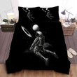 Astronaut Dunking Planet Into Planet Ring Black & White Art Bed Sheets Spread  Duvet Cover Bedding Sets