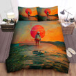 Astronaut At Sunset In Glitch Artwork Black & White Art Bed Sheets Spread  Duvet Cover Bedding Sets