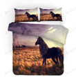 3D Grassland Sunset Unicorn Bed Sheets Duvet Cover Bedding Set