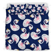 Queen Swan Pattern Bed Sheets Duvet Cover Bedding Set