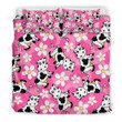 Pink Cartoon Cow Pattern  Bed Sheet Duvet Cover Bedding Sets