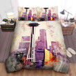 Seattle In Watercolour Bed Sheets Spread  Duvet Cover Bedding Sets