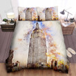 Empire State Building New York Watercolour Bed Sheets Spread  Duvet Cover Bedding Sets