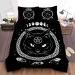 Witch Craft Illustration In Black & White With Crystals & Moon Phases Bed Sheets Spread  Duvet Cover Bedding Sets