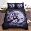 Witch Riding The Broom Under The Moon Bed Sheets Spread  Duvet Cover Bedding Sets