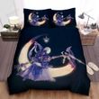 Classic Witch Sitting On The Moon Bed Sheets Spread  Duvet Cover Bedding Sets