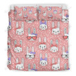 Cute Bunny Rabbit Pattern Print Bed Sheet Duvet Cover Bedding Sets