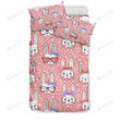 Cute Bunny Rabbit Pattern Print Bed Sheet Duvet Cover Bedding Sets