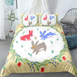 Rabbits Floral Pattern Bed Sheet Duvet Cover Bedding Sets