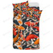 Koi Fish Pattern Print Bed Sheet Duvet Cover Bedding Sets