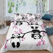 Panda With Cherry Blossoms Flower Bed Sheets Duvet Cover Bedding Sets