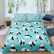 Baby Panda Pattern Blue Bed Sheets Duvet Cover Bedding Sets