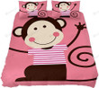 Monkey Pattern Pink Bed Sheets Duvet Cover Bedding Sets